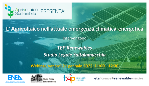 Locandina del webinar sull'agrivoltaico 