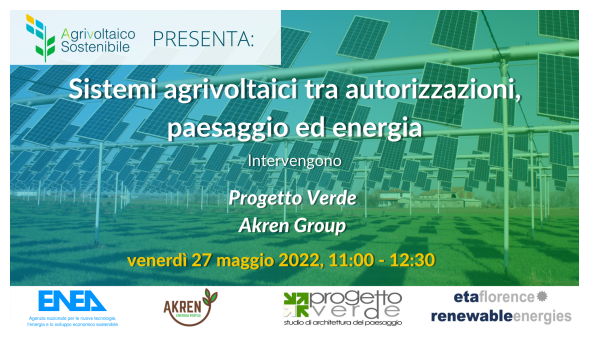 Locandina del 7 webinar Sistemi agrivoltaici tra autorizzazioni, paesaggio ed energia