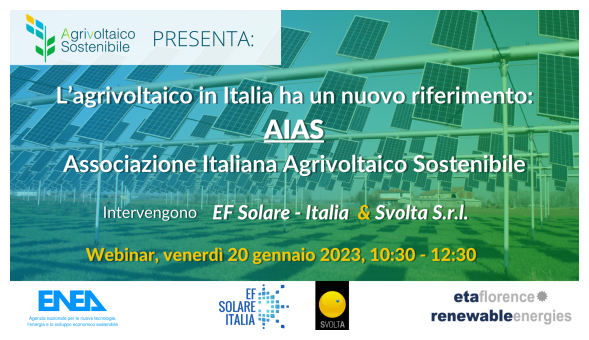 Locandina del webinar sull'agrivoltaico 
