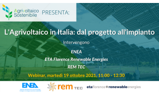 Locandina del webinar sull'Agrivoltaico 