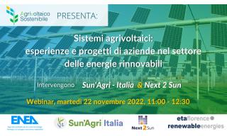 Locandina del webinar sull'agrivoltaico 